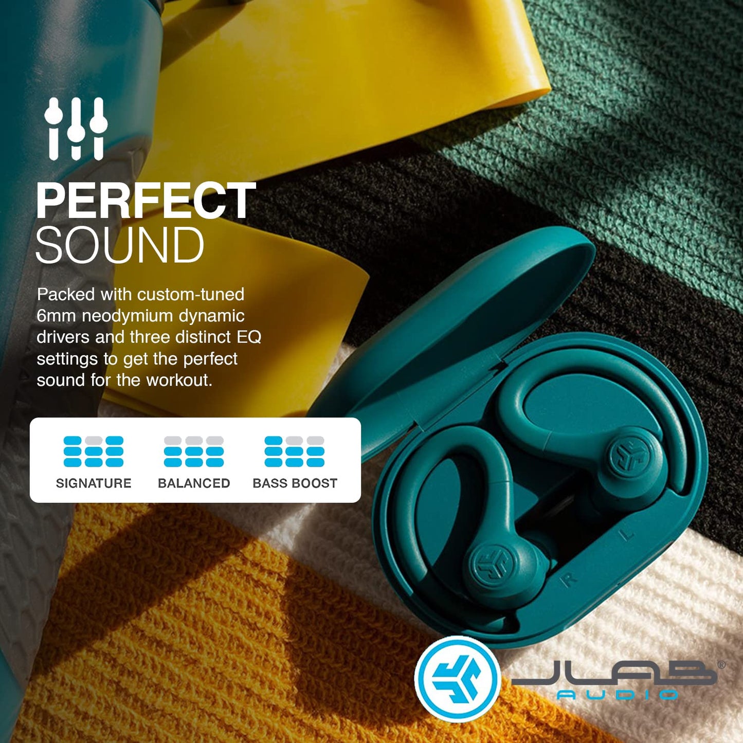 JLab, Go Sport+, True Wireless Workout Earbuds, Bluetooth Sport Earbuds, Clear Calling, Graphite