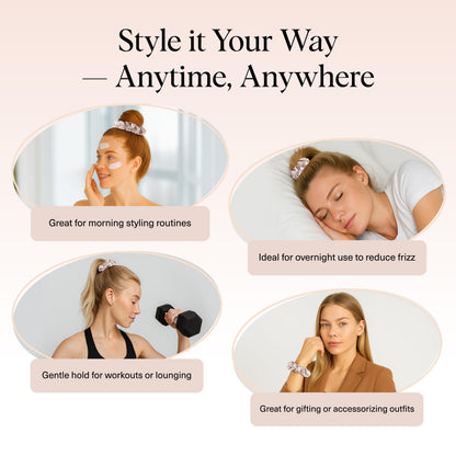 Kitsch Ultra-Petite Satin Scrunchies for Women - Eucalyptus, 6pcs