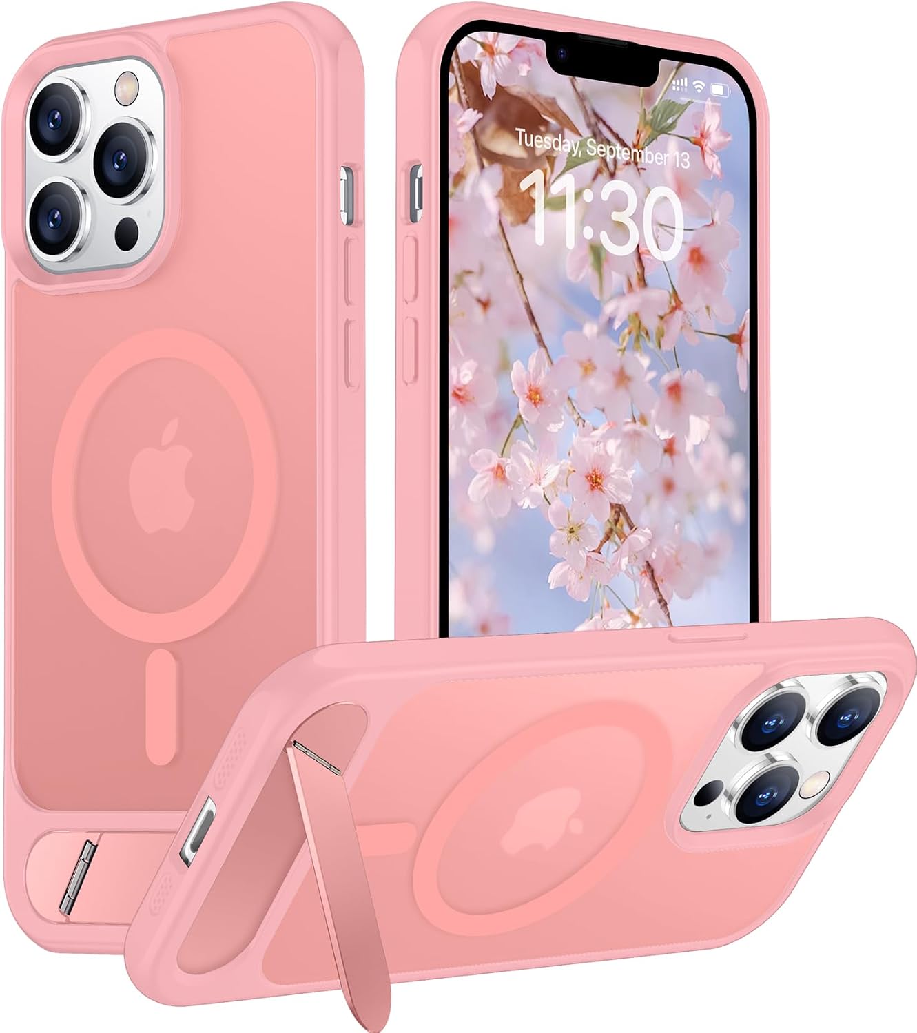 Magnetic Compatible with iPhone 14 Pro Max Case, [Built-in Invisible Kickstand][Compatible with MagSafe] [Military Grade Shockproof] Slim Translucent Matte Phone Case for iPhone 14 Pro Max 6.7"