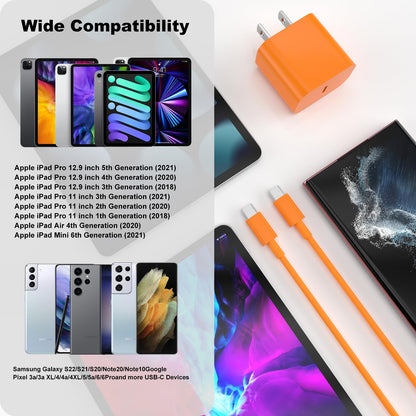 iPhone 17 16 15 Charger Fast Charging,2Pack 20W Apple iPad USB C Wall Charger Block with 6FT USB C to C Cable for iPhone 17/Pro/Pro Max/17 Air/ 16/16 Pro/16 Pro Max/15/Plus/Pro/Pro Max