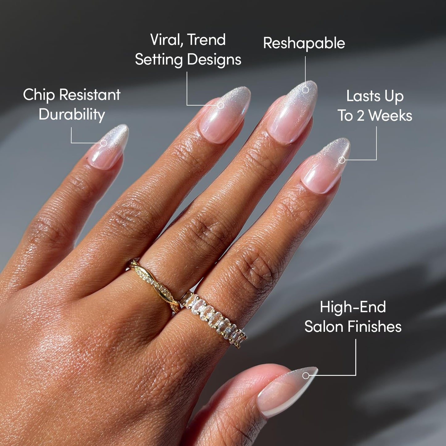 Glamnetic Press On Nails - Short Almond, Glossy Fake Nails 24 Pc Full Kit