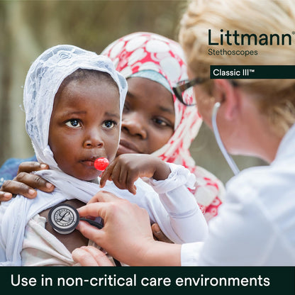 3M Littmann Classic III Monitoring Stethoscope, 5803, More Than 2X as Loud, Weighs Less, Stainless Steel Black-Finish Chestpiece, 27" Black Tube, Stem and Headset