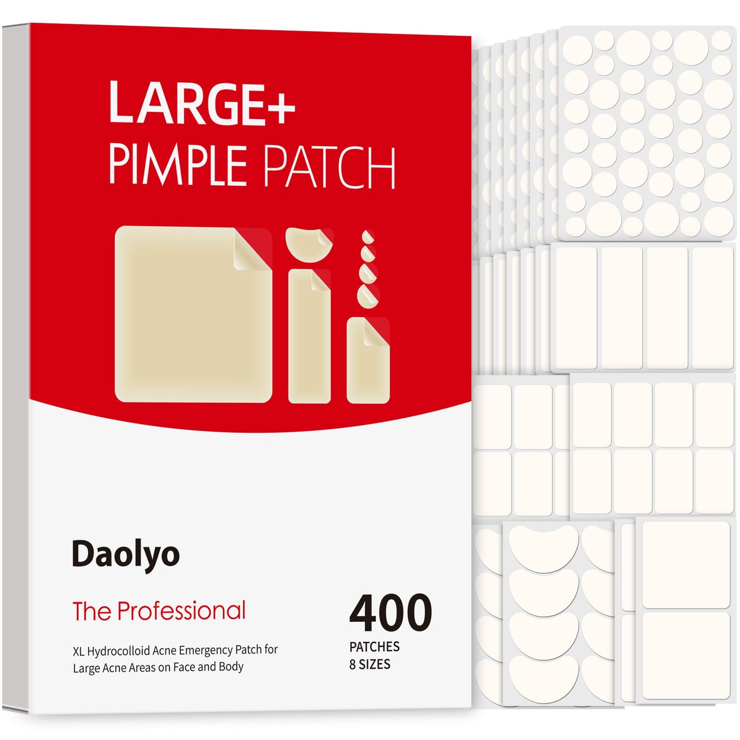 Daolyo 6 Sizes 142 Counts Large Acne Pimple Patches for Face