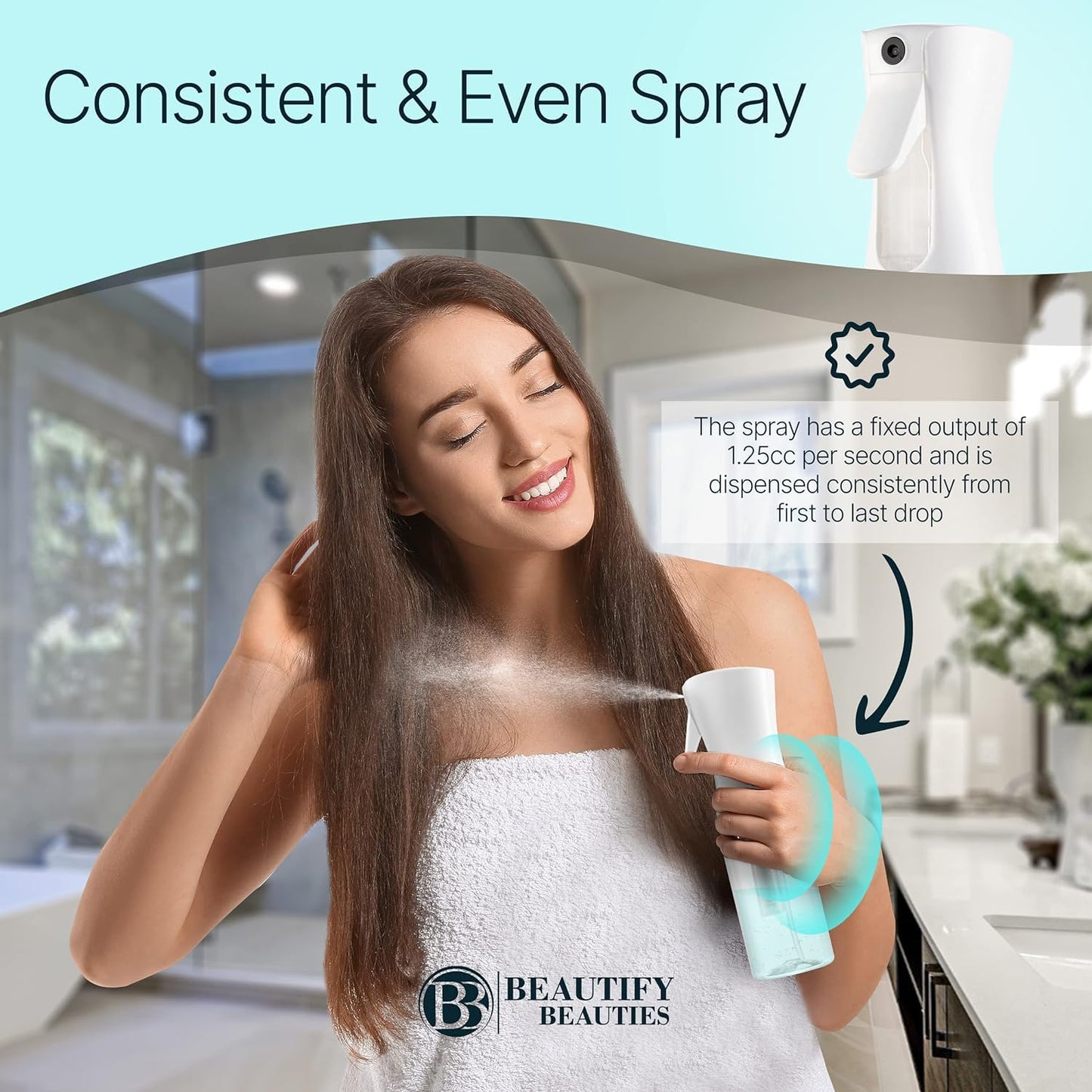 BeautifyBeauties Continuous Spray Bottle for Hair, 6..8 oz Mister Spray