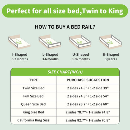 3-Piece King Size Bed Rail for Toddlers - Adjustable Baby Bed Rail Guard, Kids Safety Bed Rail for King Size Bed (78.7"x78.7"x74.8"-Grey)