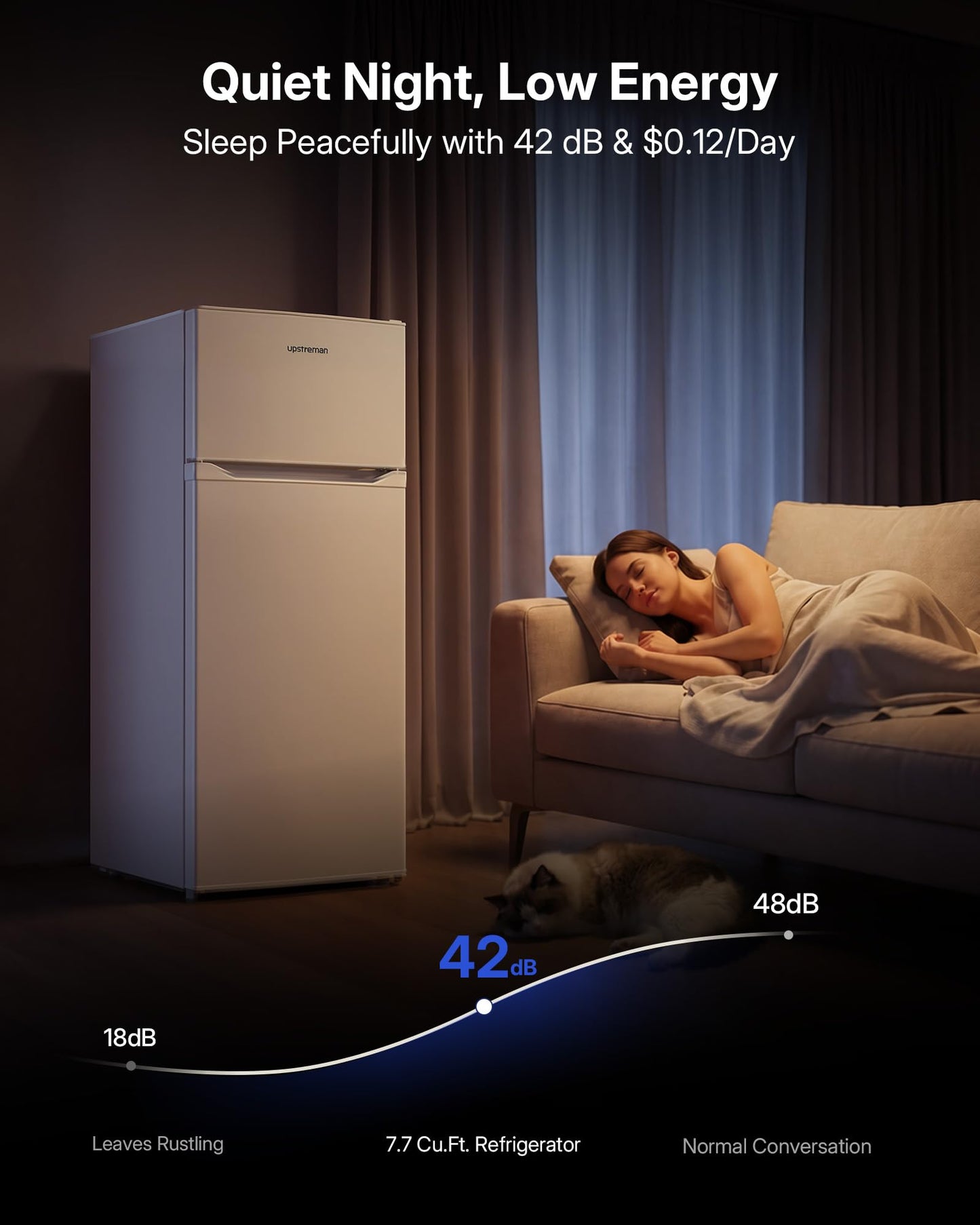 Upstreman 7.7 Cu.Ft. Refrigerator with Freezer Double Door Refrigerator