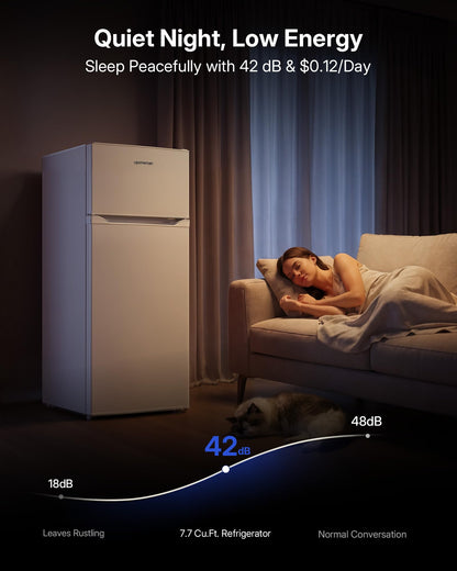 Upstreman 7.7 Cu.Ft. Refrigerator with Freezer Double Door Refrigerator