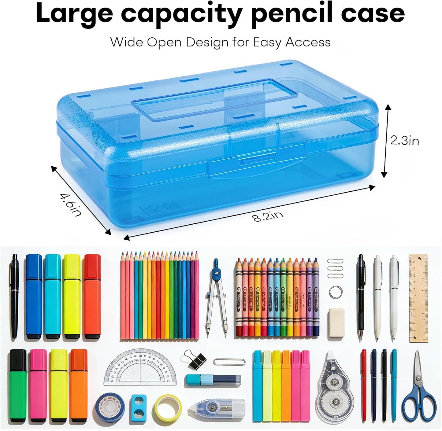 Clear Plastic Hard Pencil box Case with Personalized Sticker for Girl Boy