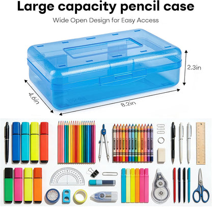 Clear Plastic Hard Pencil box Case with Personalized Sticker for Girl Boy