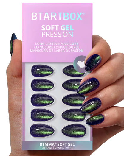 BTArtbox Press On Nails, Cream Puff, Short Almond, Ombre Off White, 32Ct