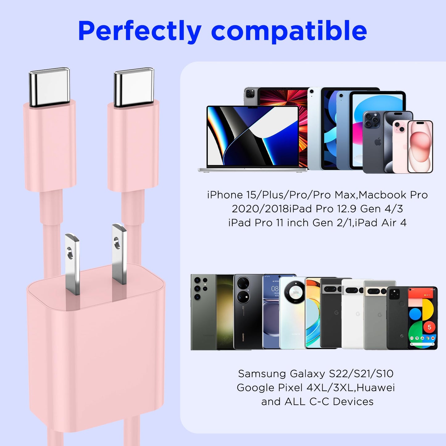 iPhone 17 16 15 Charger Fast Charging,2Pack 20W Apple iPad USB C Wall Charger Block with 6FT USB C to C Cable for iPhone 17/Pro/Pro Max/17 Air/ 16/16 Pro/16 Pro Max/15/Plus/Pro/Pro Max