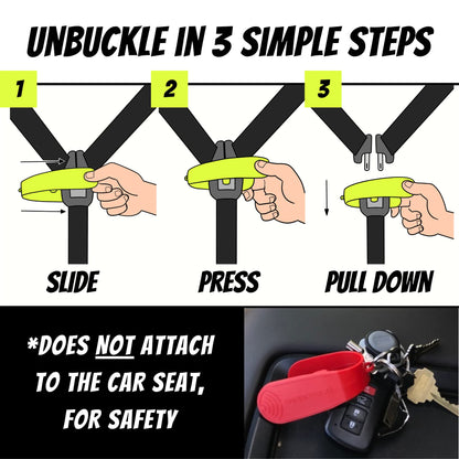 UnbuckleMe Car Seat Buckle Release Tool - Easy Opener Aid for Arthritis, Long Nails, Older Kids - Button Pusher for Infant, Toddler, Convertible 5 pt Harness car Seats - As Seen on Shark Tank (Aqua)