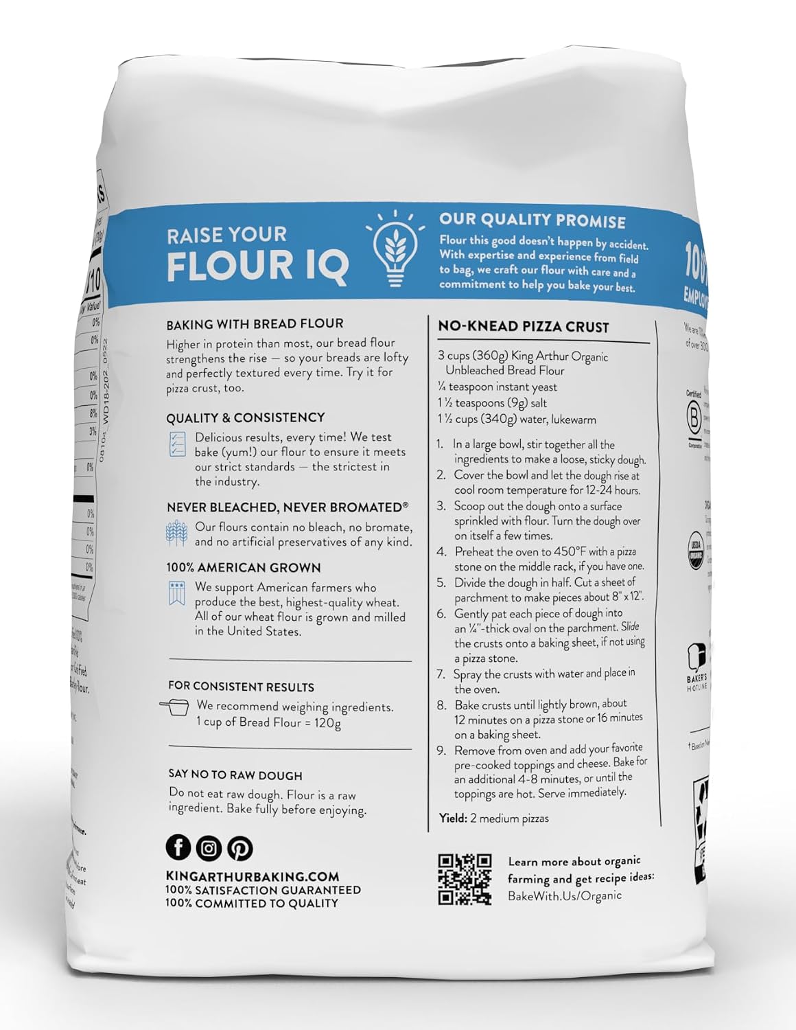 King Arthur 100% Organic Bread Flour, Unbleached, 5 lb (Pack of 1) - Non-GMO Project Verified, No Preservatives