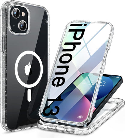 miracase for iPhone 17e Case & iPhone 16e Case, Full-Body Phone with Built-in Glass Screen Protector, [Magnetic with MagSafe] Military Drop Proof 17 E/ 16 E Cover Bumper 6.1 inch, Black