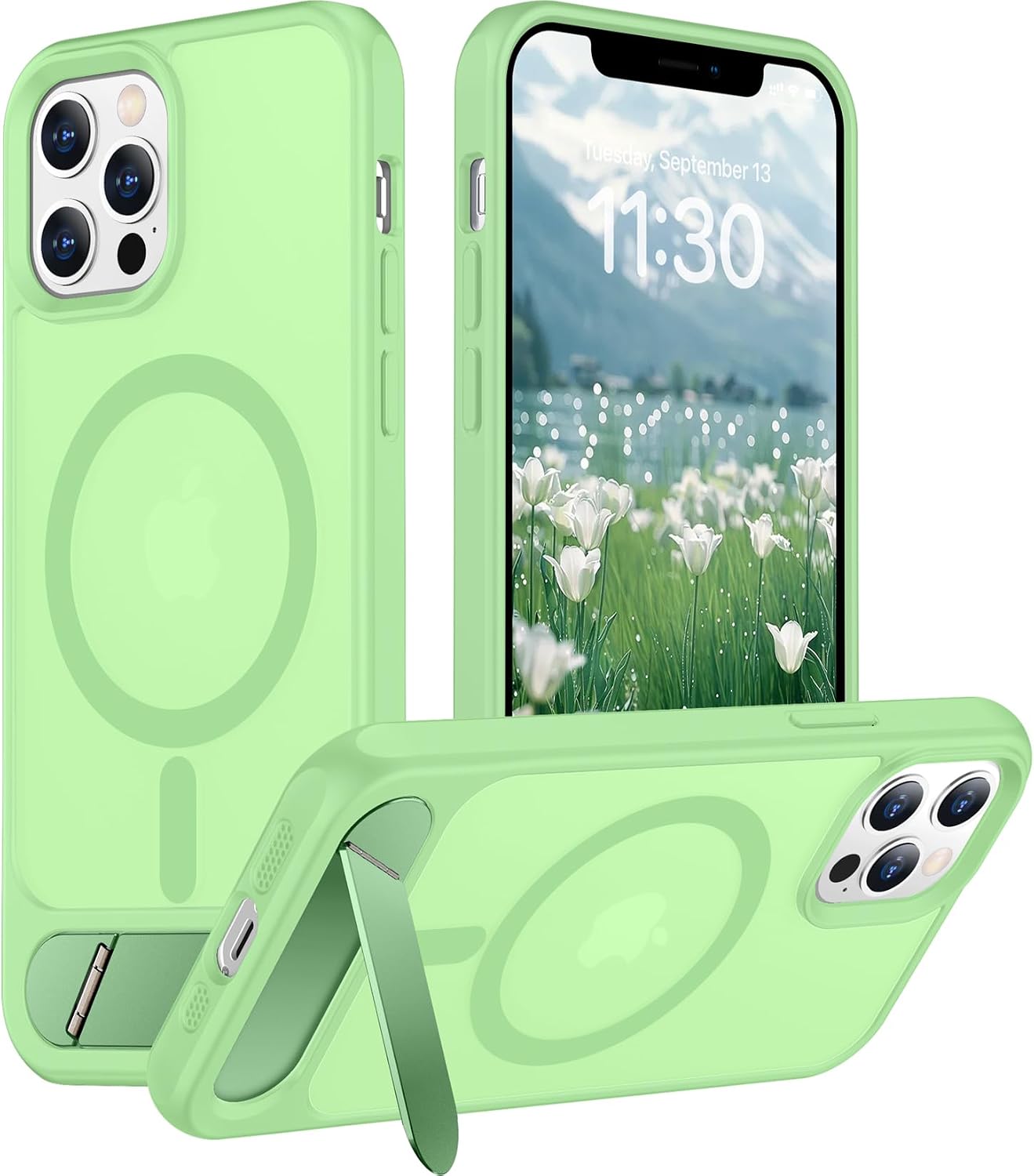 Magnetic Compatible with iPhone 14 Pro Max Case, [Built-in Invisible Kickstand][Compatible with MagSafe] [Military Grade Shockproof] Slim Translucent Matte Phone Case for iPhone 14 Pro Max 6.7"