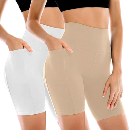 Leafigure 2 Pack Womens Biker Shorts with Pockets 6"