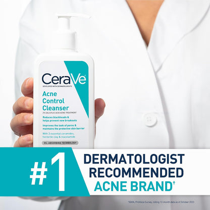CeraVe Acne Control Cleanser, Face Wash with 2% Salicylic Acid, 16 oz