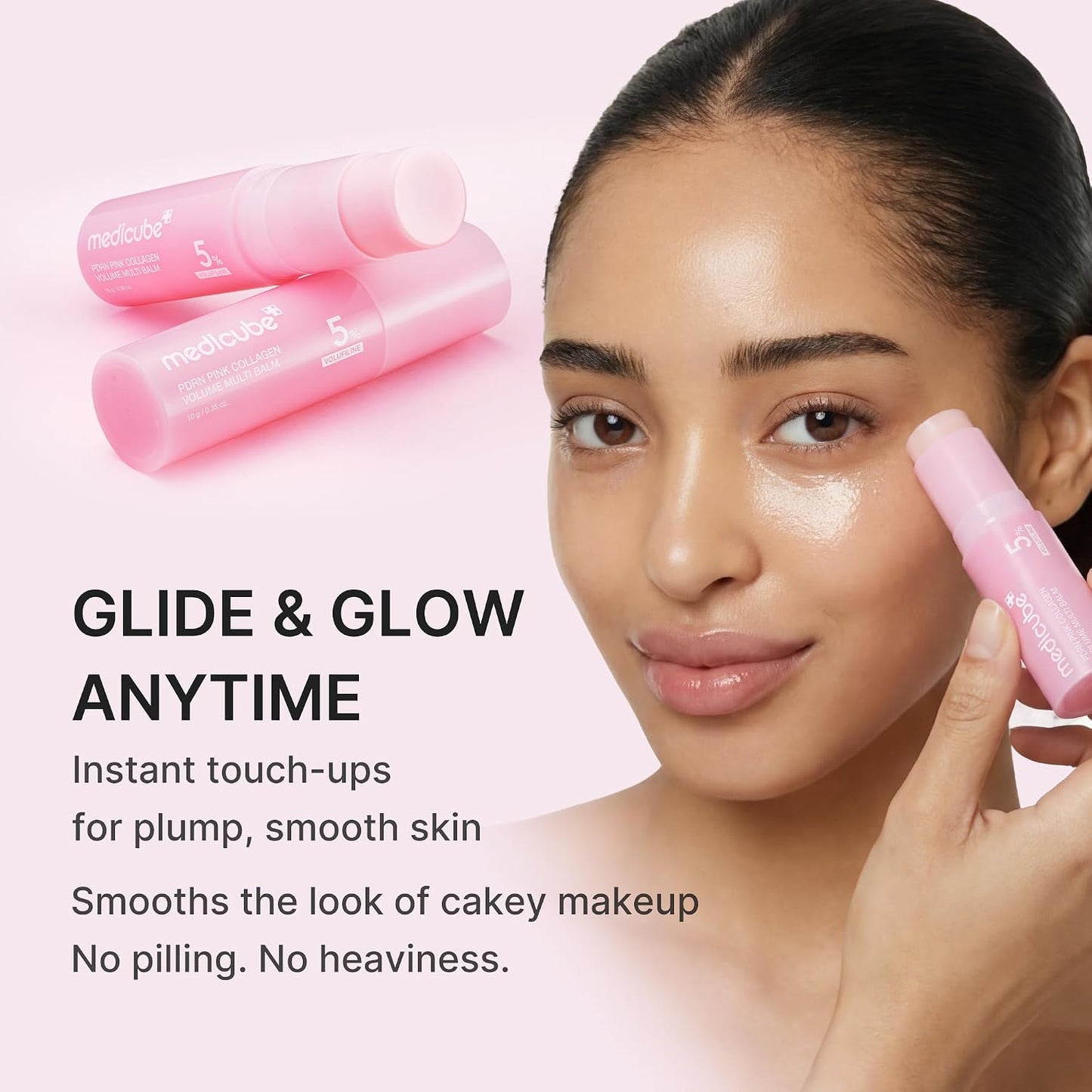 medicube PDRN Pink Collagen Volume Multi Balm Stick - Face & Body Balm | Volufiline, PDRN, NAD, Collagen - Under-Eyes, Neck, Forehead, Smile Lines, Lips, Plumping & Radiance for Line Care, K-Beauty