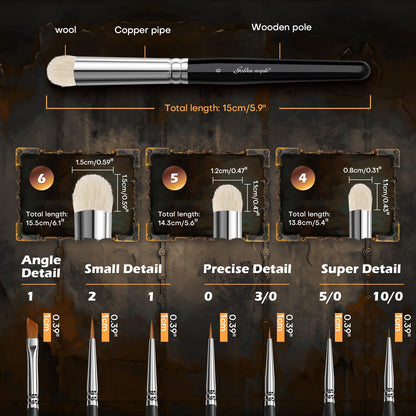 Golden Maple Detail Paint Brushes Set 10pcs