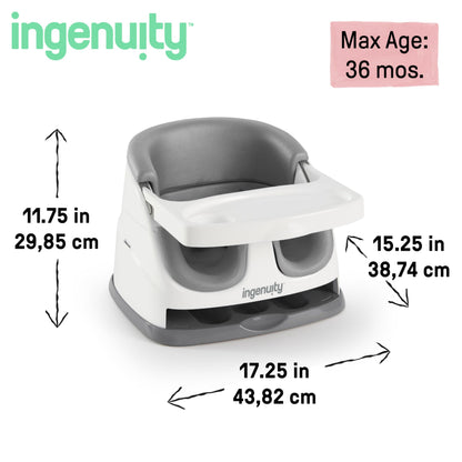 Ingenuity Baby Base 2-in-1 Booster Feeding and Floor Seat with Self-Storing Tray - Cashmere