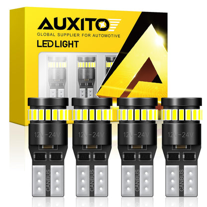 AUXITO 194 LED Bulbs for License Plate Light 168 175 2825 W5W T10 24-SMD 3014 Chipsets 6000K White for Car Dome Door Map Dash Courtesy Cargo License Plate Lights, Pack of 2