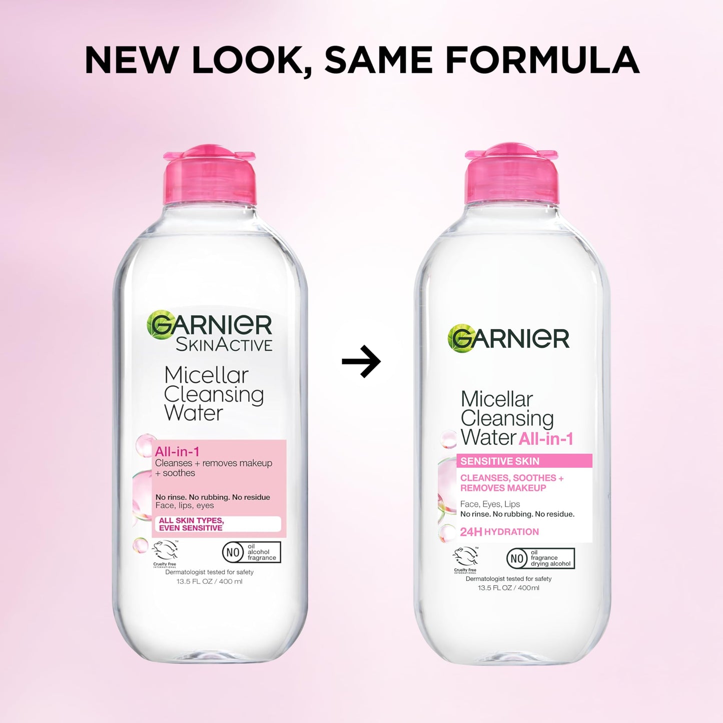 Garnier Micellar Water, Hydrating Facial Cleanser & Makeup Remover, Suitable for Sensitive Skin, Vegan, Cruelty Free, 13.5 Fl Oz (400mL), 1 Count