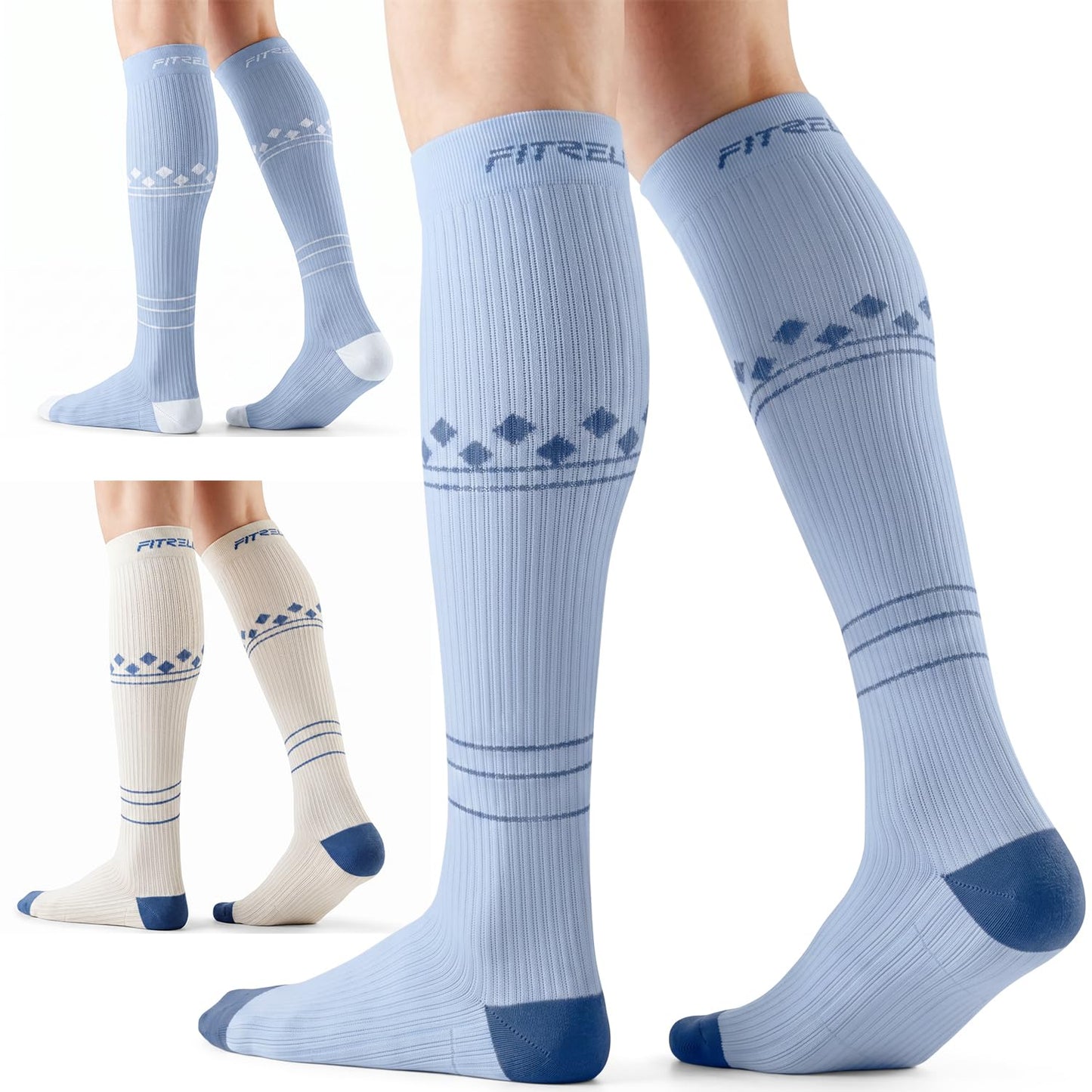 FITRELL 3 Pairs Compression Socks for Women and Men 20-30mmHg-Circulation Support Socks
