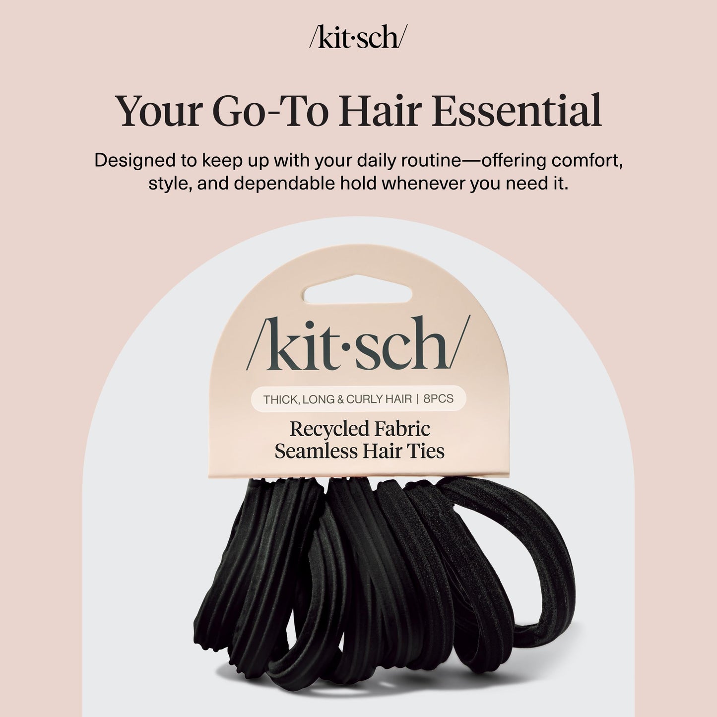 Kitsch Elastic Hair Ties No Damage | Stretchable Hair Bands - Neutral 12pcs