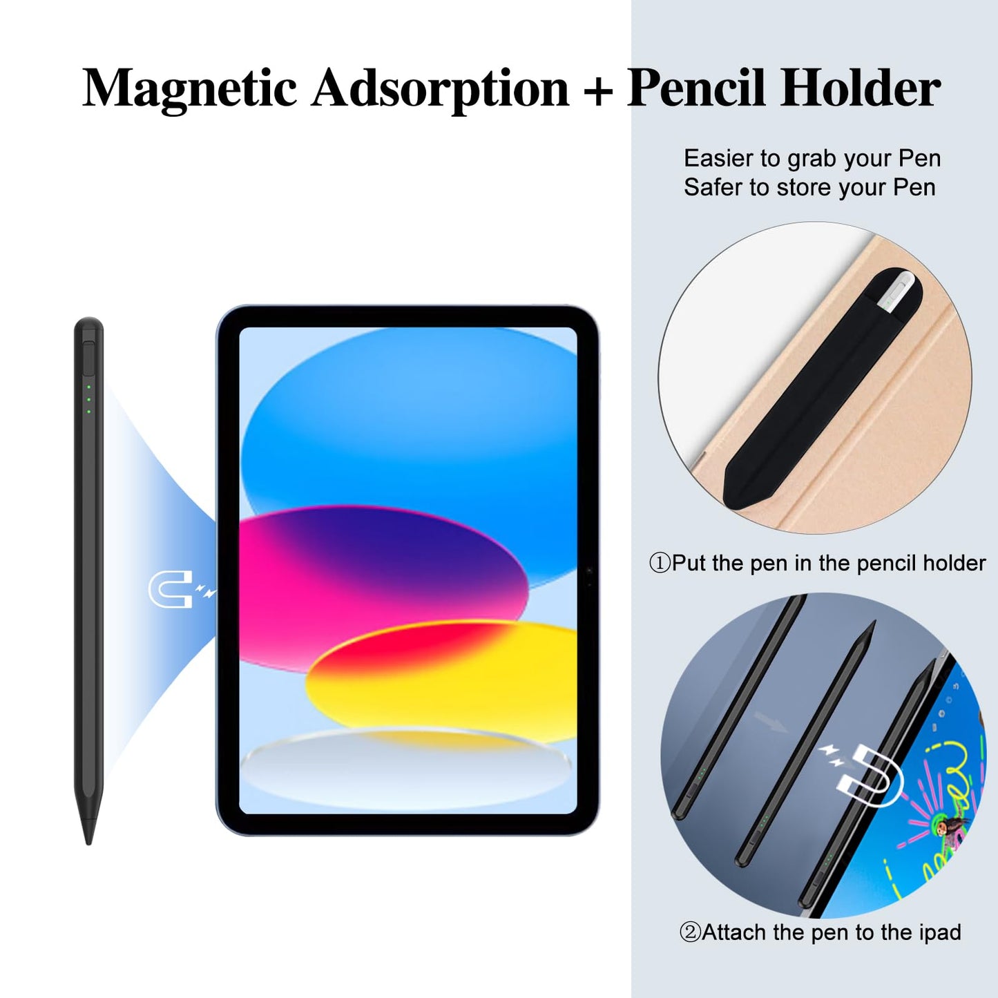 Stylus Pen for iPad11&10thGen,14Mins Faster Charge, with Pencil Holder,Palm Rejection, Tilt Sensitivity, for iPad Air11&13-inch(M3/M2), iPad Pro 11&13-inch (M4),iPad 6-11th,iPad Pro 11/12.9 inch