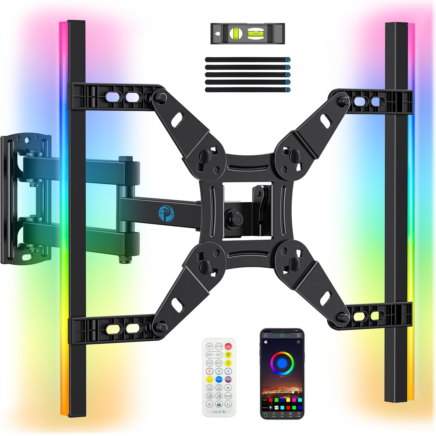 Pipishell Full Motion TV Wall Mount for Echo Show 21/15 and 13-43 Inch Flat Curved Screen TVs & Monitors, Max VESA 200x200mm up to 44lbs, TV Mount Wall Bracket with Rotation Swivel Tilt Extension