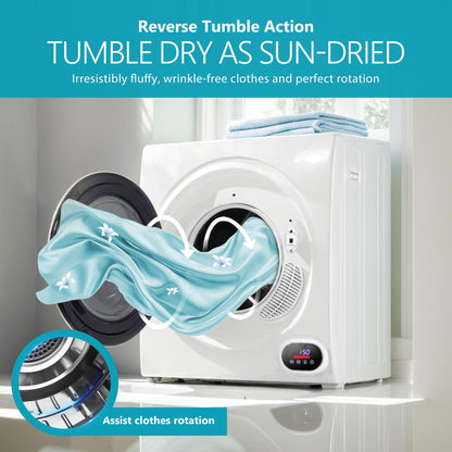 Euhomy Portable Clothes Dryer for Laundry, 1.5 Cu. Ft. Small Portable Dryers for Clothes, 120V Electric Dryer with Stainless Steel Drum, 850W Dryer Machine for Apartments, White