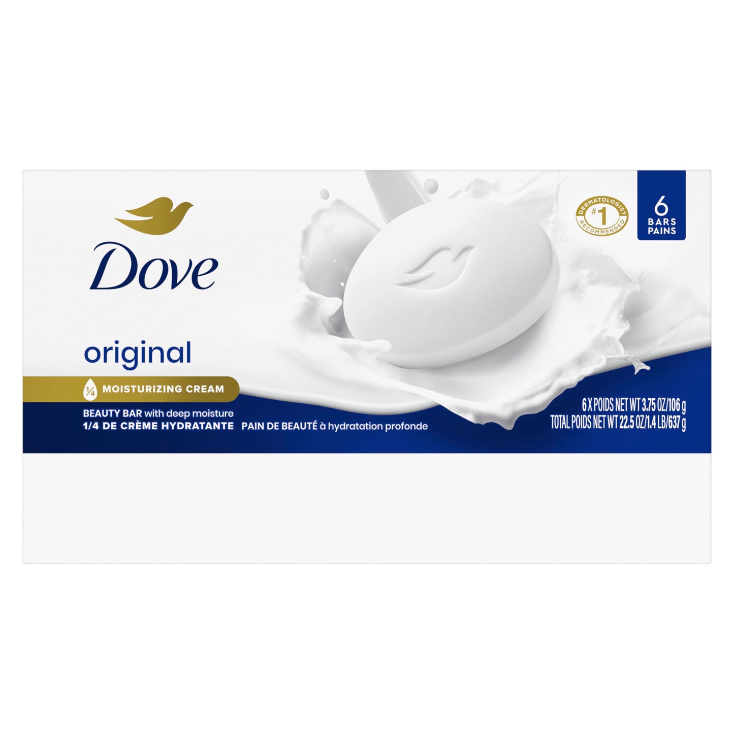 Dove Beauty Bar Soap Original 8 Count for Soft, Smooth Skin, with 1/4 Moisturizing Cream 3.75 oz | Moisturizing beauty bar with ¼ moisturizing cream for soft, smooth skin on face, body and hands