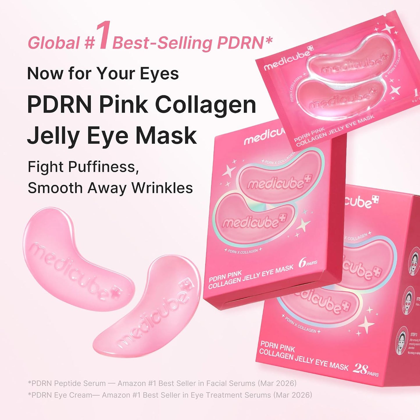 medicube Jelly Eye Mask PDRN Pink Collagen - Hydrogel Eye Patches, 50 Pairs