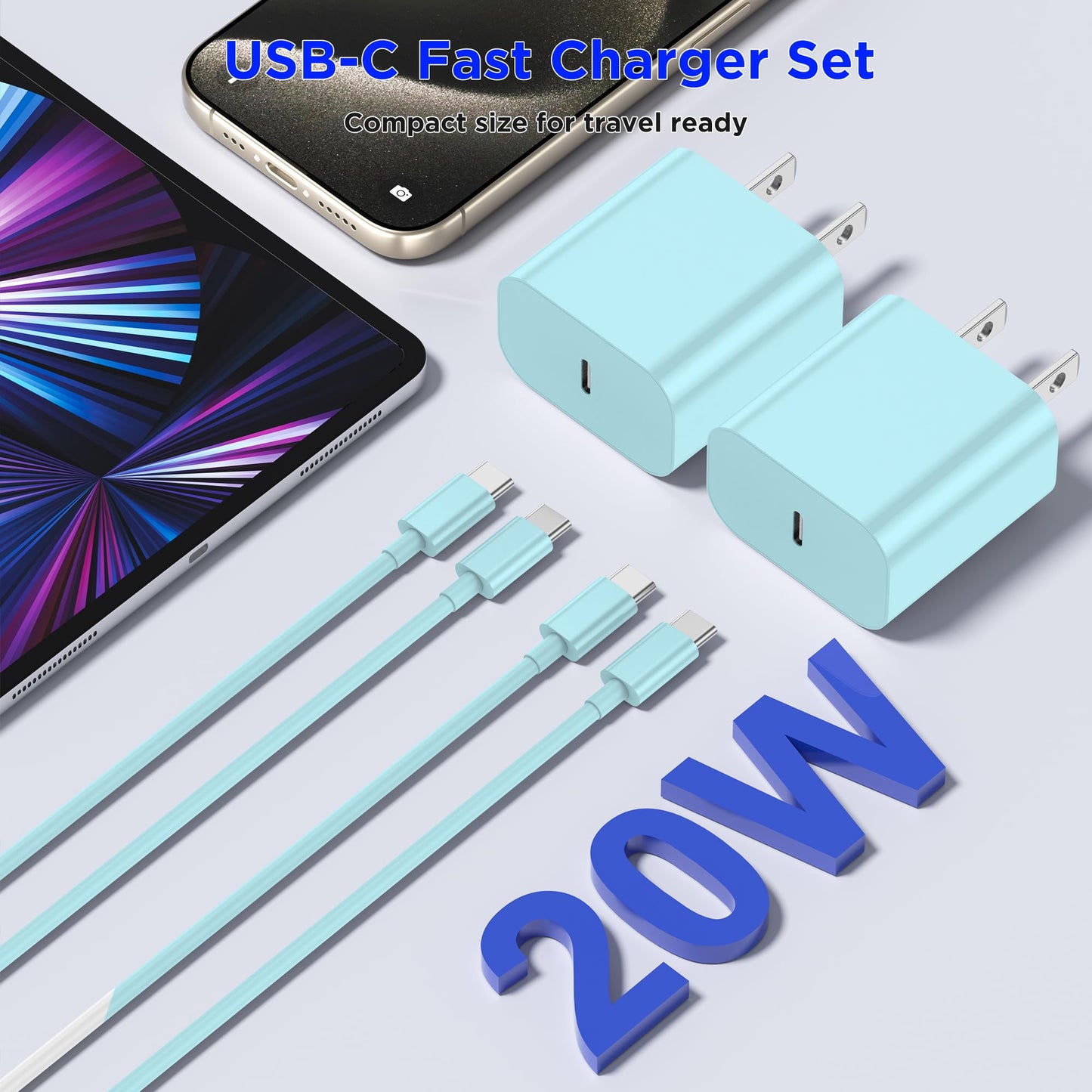 iPhone 17 16 15 Charger Fast Charging,2Pack 20W Apple iPad USB C Wall Charger Block with 6FT USB C to C Cable for iPhone 17/Pro/Pro Max/17 Air/ 16/16 Pro/16 Pro Max/15/Plus/Pro/Pro Max