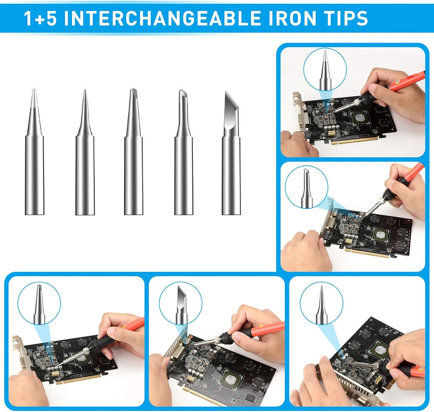 Soldering Iron, 60W 110V Adjustable Temperature Soldering Iron Pen, Portable Welding Tool, Fast Heating, for Electronic Repair, Jewelry, DIY