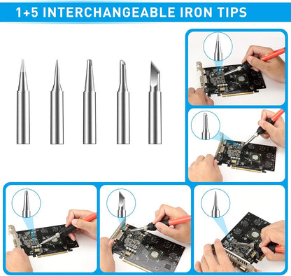 Soldering Iron, 60W 110V Adjustable Temperature Soldering Iron Pen, Portable Welding Tool, Fast Heating, for Electronic Repair, Jewelry, DIY