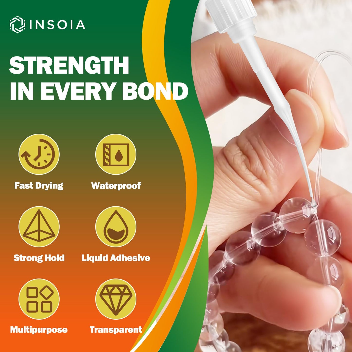 INSOIA Super Medium CA Glue, 20g, Strong Bond, with Precision Tips