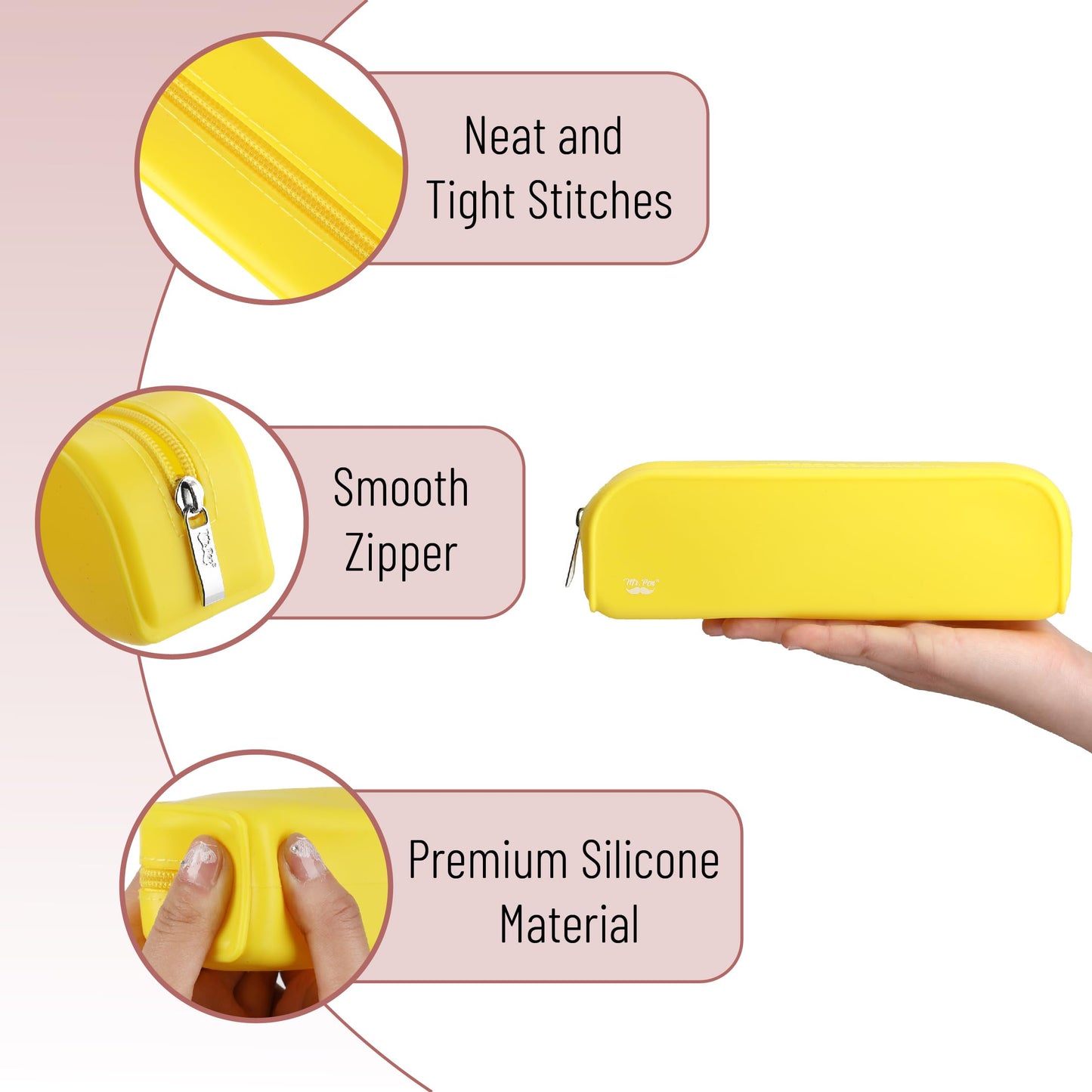 Mr. Pen- Silicone Pencil Case, Aesthetic Pencil Bag for Women, Makeup Pouch