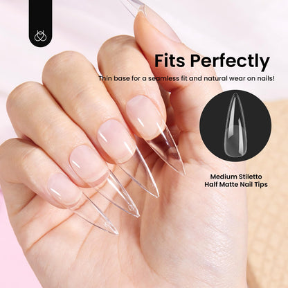 Beetles Soft Gel Nail Tips Short Almond 288pcs in 12 Sizes Etch-X