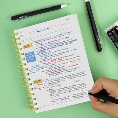 Grabie Erasable Gel Pens, 9 Medium Point 0.7 mm Pens, Classic