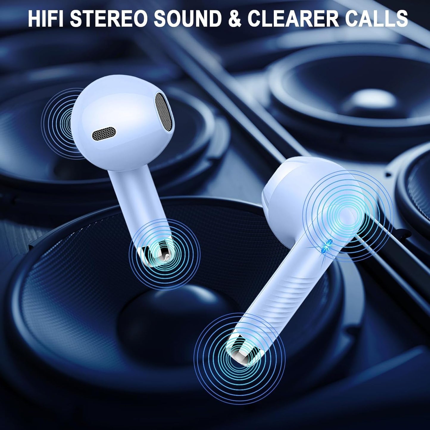 Wireless Earbuds, Bluetooth 5.4 Ear Buds, LED Power Display, 6D Bass Stereo