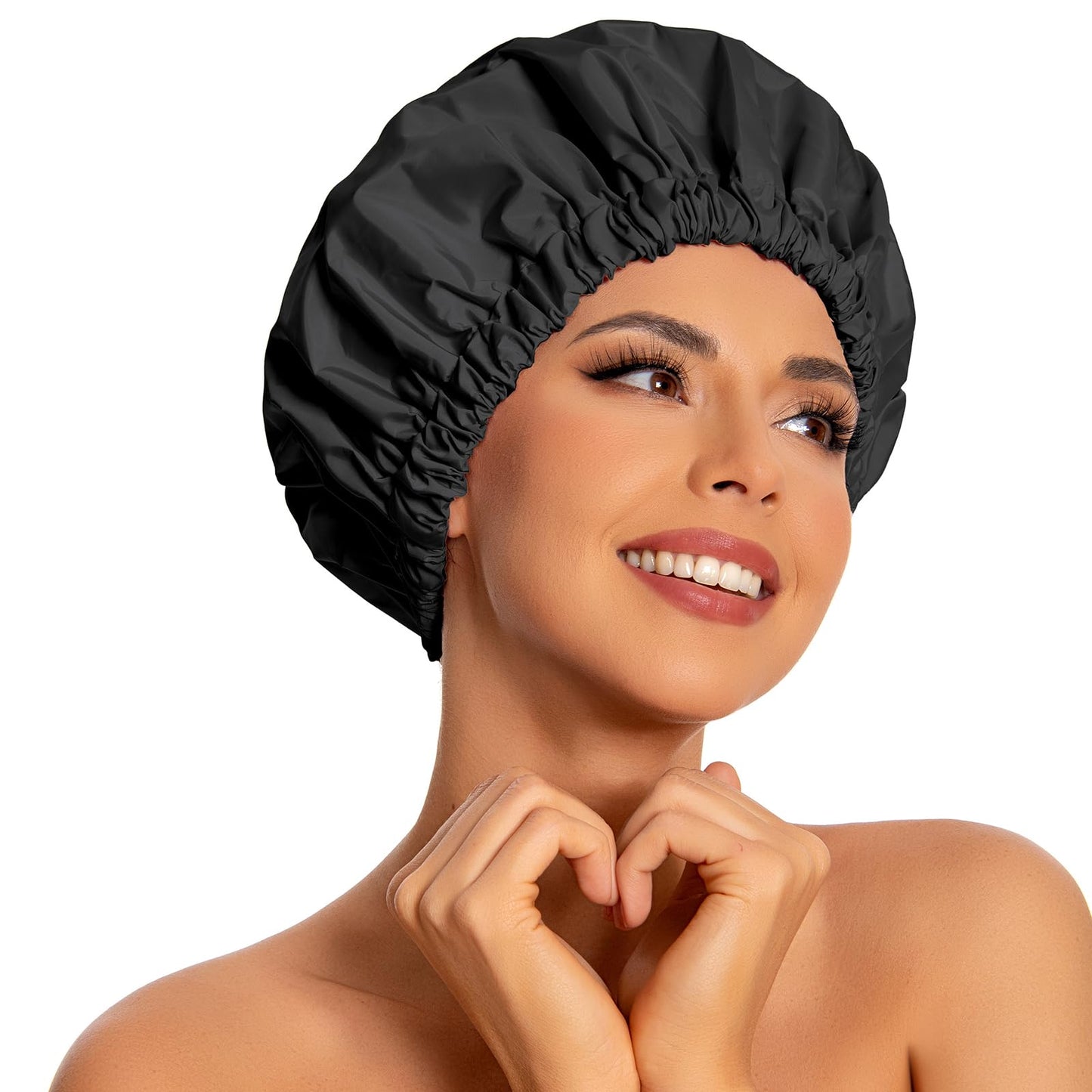 Edoneery Shower Caps for Women Reusable Waterproof, Shower Hair Cap