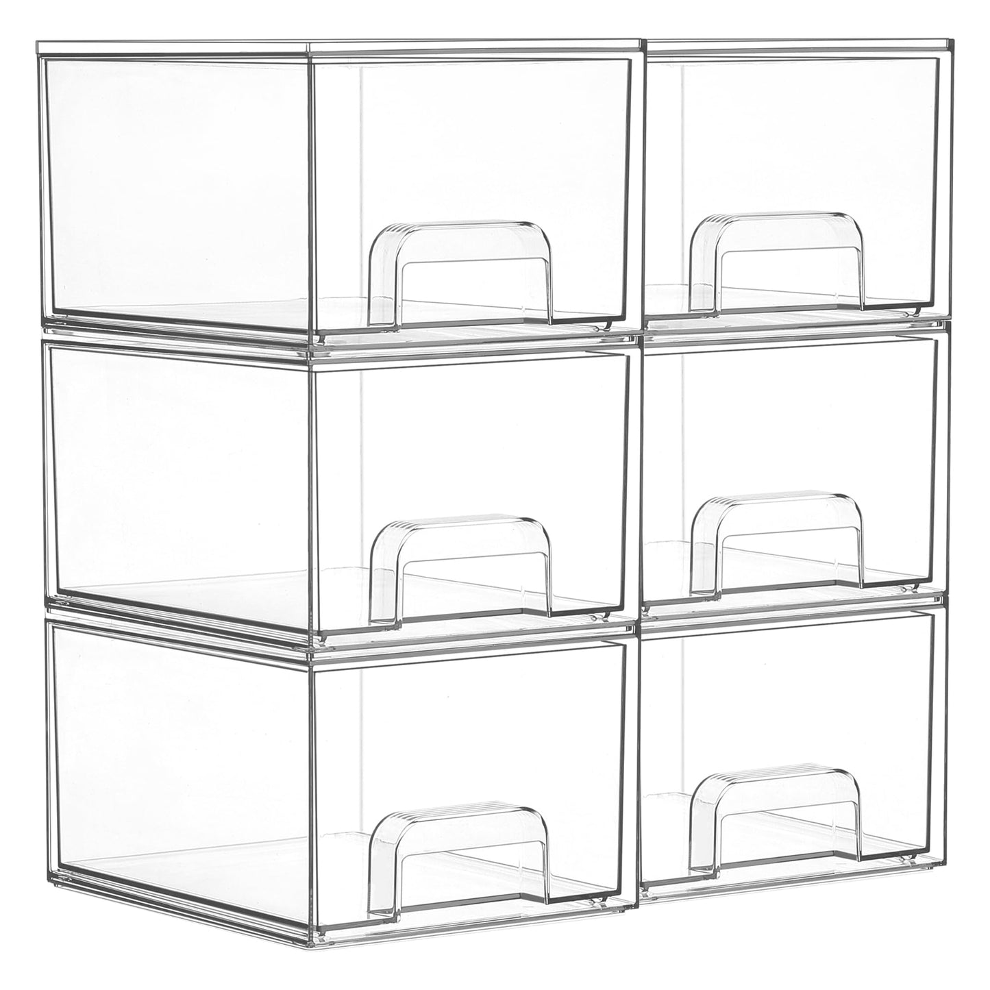Vtopmart 2 Pack Small Clear Stackable Storage Drawers for Desk, Countertop