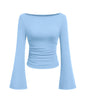 PRETTYGARDEN Womens Bell Long Sleeve Ribbed Knit Tops