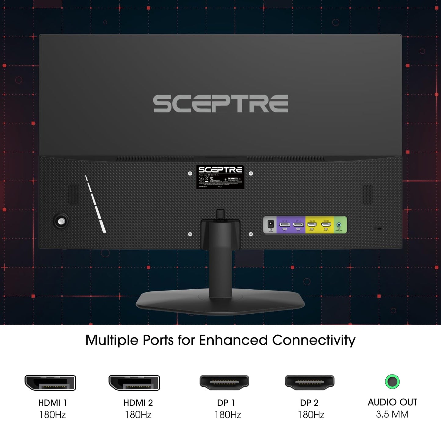 Sceptre New 22-Inch Gaming Monitor, FHD 1080p, Up to 144Hz, HDMI, DisplayPort, Built-in Speakers, Machine Black (E225W-FW144 Series, 2026)
