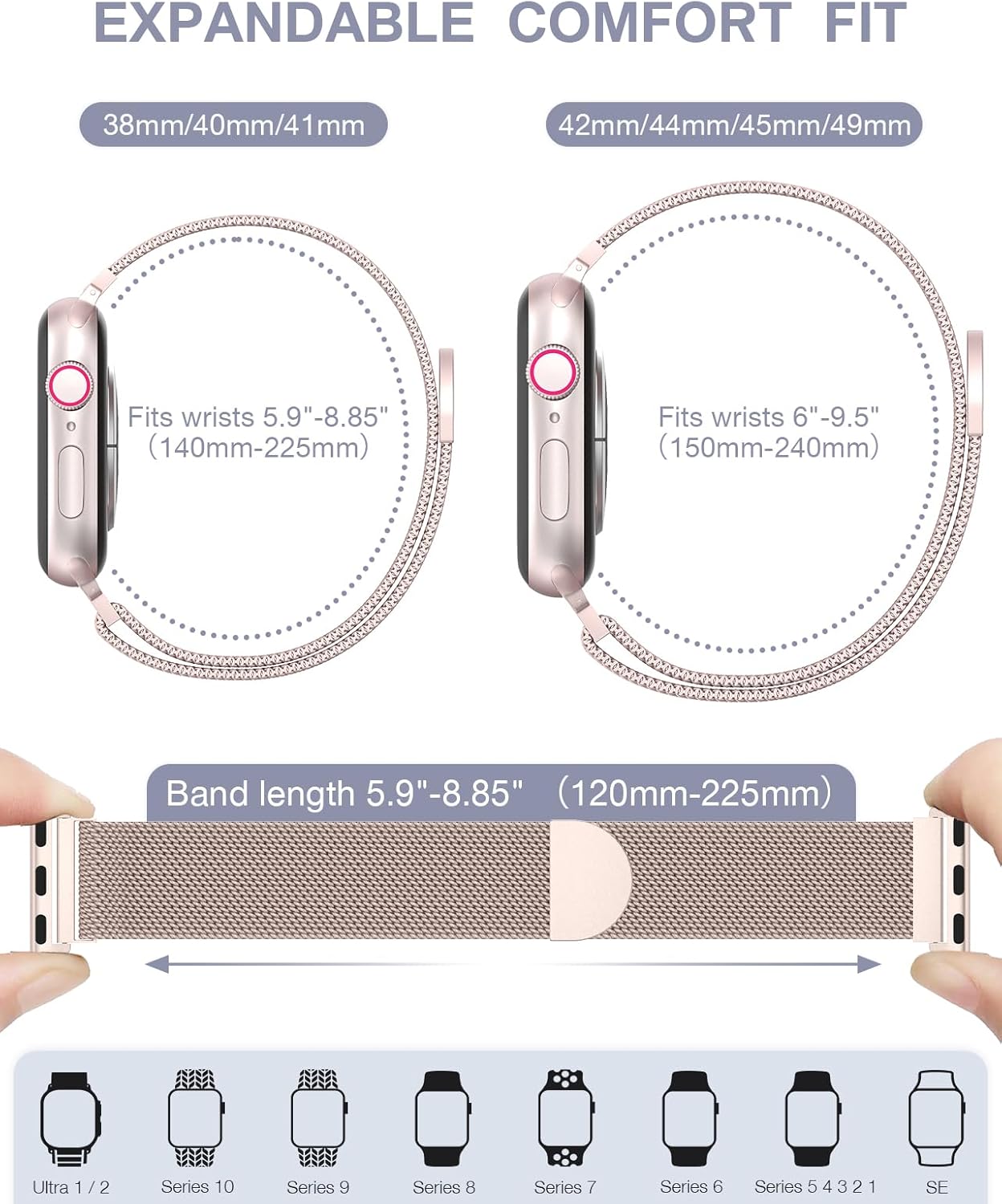 Original Milanese Loop Compatible with Apple Watch Bands for Women & Men