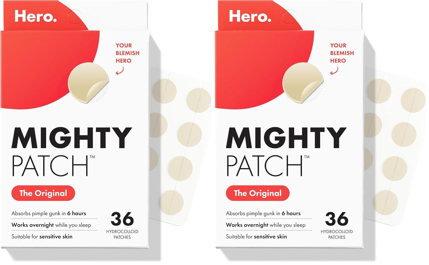 Mighty Patch Hero Cosmetics Original Nighttime Acne Pimple Patches, 36 Ct