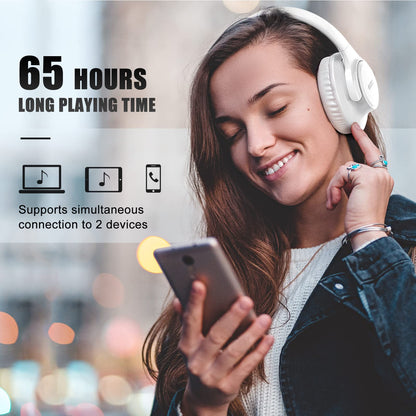 KVIDIO Bluetooth Headphones Wireless Over Ear Headsets 65H Playtime