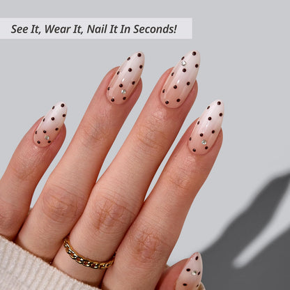 BTArtbox Press On Nails, Cream Puff, Short Almond, Ombre Off White, 32Ct