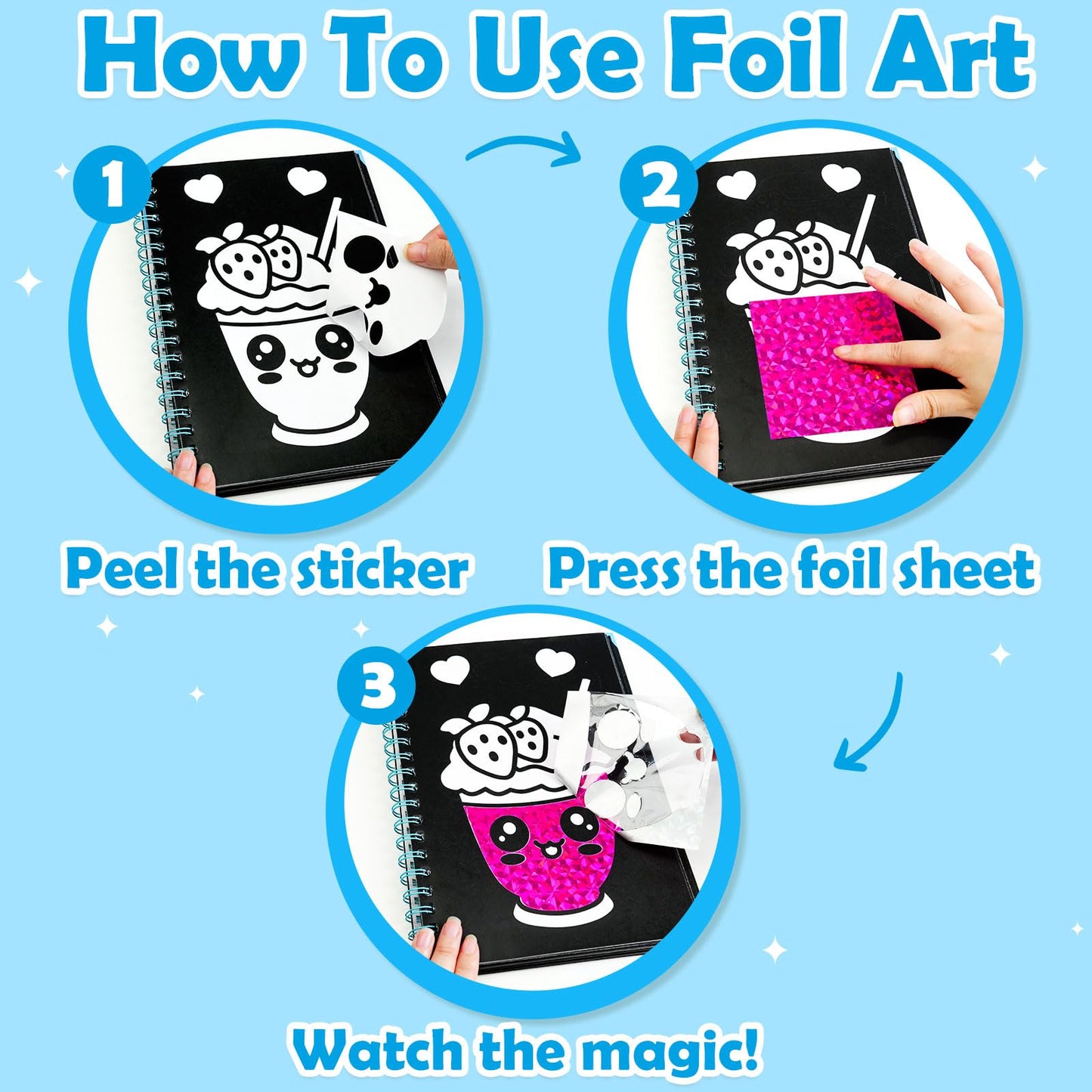 FUNNYB&G Foil Art Craft Kit for Kids, Sparkly Birthday Gift Toy for Boys